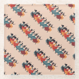 Nine Ladies Dancing Cut-Out Stencil Retro Style 1 ガラスコースター