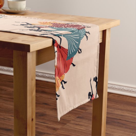 Nine Ladies Dancing Cut-Out Stencil Retro Style 1 ショートテーブルランナー (インサイチュ)