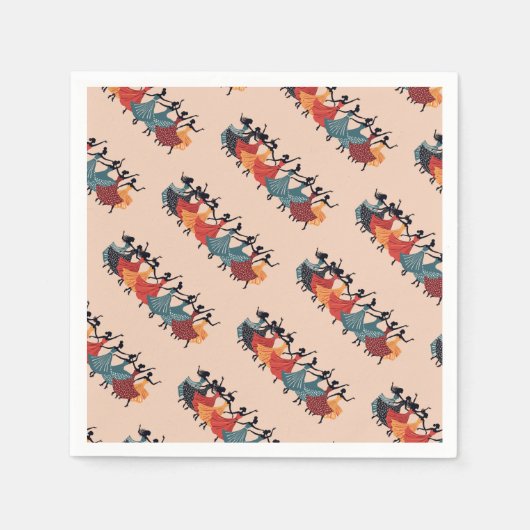 Nine Ladies Dancing Cut-Out Stencil Retro Style 1 スタンダードカクテルナプキン (正面)