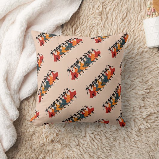 Nine Ladies Dancing Cut-Out Stencil Retro Style 2 クッション (ブランケット)