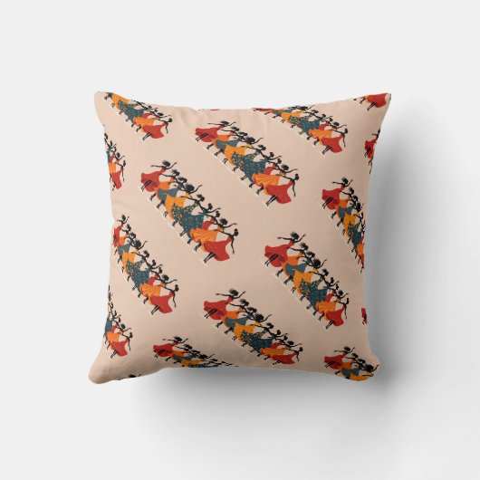 Nine Ladies Dancing Cut-Out Stencil Retro Style 2 クッション (裏面)