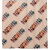 Nine Ladies Dancing Cut-Out Stencil Retro Style 3 シャワーカーテン (正面)