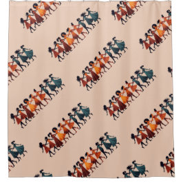 Nine Ladies Dancing Cut-Out Stencil Retro Style 3 シャワーカーテン