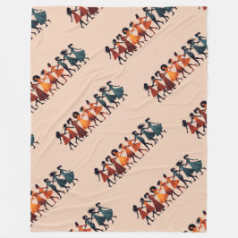 Nine Ladies Dancing Cut-Out Stencil Retro Style 3 フリースブランケット