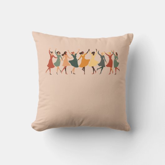 Nine Ladies Dancing Mid-Century Retro Cut-Out 1 クッション (正面)