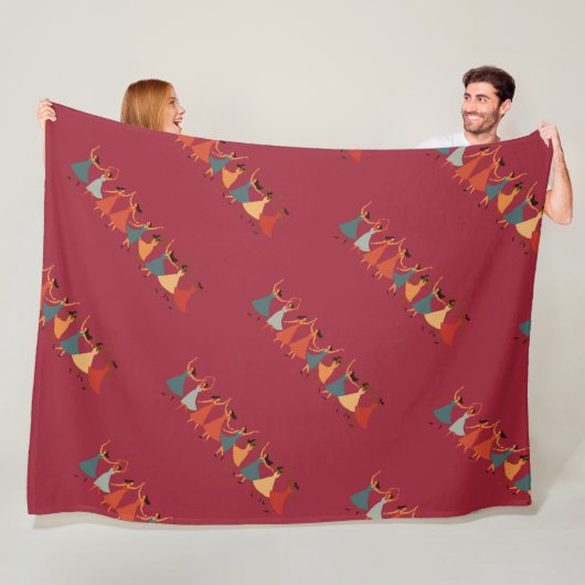 Nine Ladies Dancing Mid-Century Retro Cut-Out 2 フリースブランケット (インサイチュ)