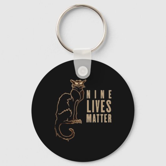 Nine Lives黒猫ステッカー キーホルダー (正面)