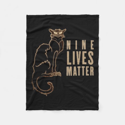 Nine Lives黒猫ステッカー フリースブランケット (正面)