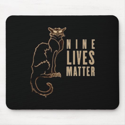 Nine Lives黒猫ステッカー マウスパッド (正面)
