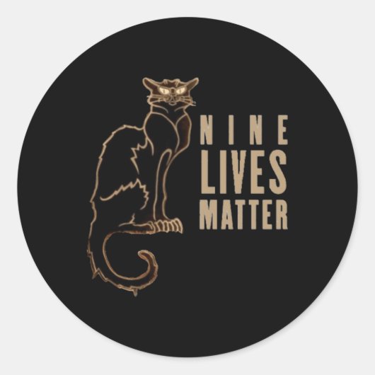 Nine Lives黒猫ステッカー ラウンドシール (正面)
