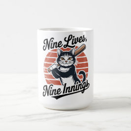 Nine Lives Nine Innings Baseball Cat  コーヒーマグカップ