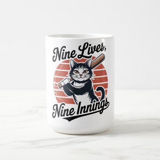 Nine Lives Nine Innings Baseball Cat  コーヒーマグカップ (中央)
