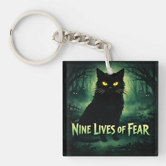 Nine Lives of Fear – 黒猫 キーホルダー (正面)