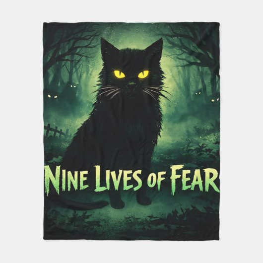Nine Lives of Fear – Black Cat フリースブランケット (正面)