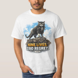 Nine Lives Zero Regrets | Cool Tough Cat T-Shirt | Tシャツ