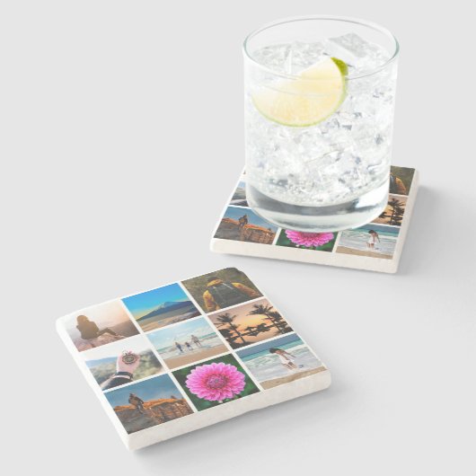 Nine Photo Collageカスタム写真 ストーンコースター (横)