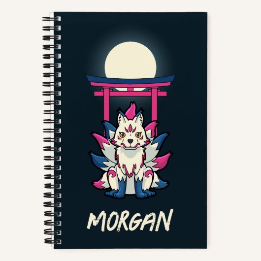 Nine-Tailed Kitsune- Japanese Fox Personalized ノートブック (正面)