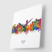 Ningbo China Skyline スクエア壁時計 (傾斜)