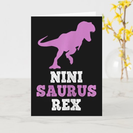 Nini-saurus Rex Dino Dinosaur Ninisaurus Funny  カード (黄色い花)