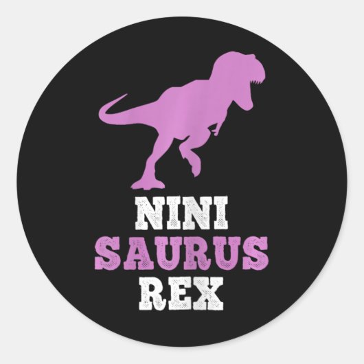 Nini-saurus Rex Dino Dinosaur Ninisaurus Funny  ラウンドシール (正面)
