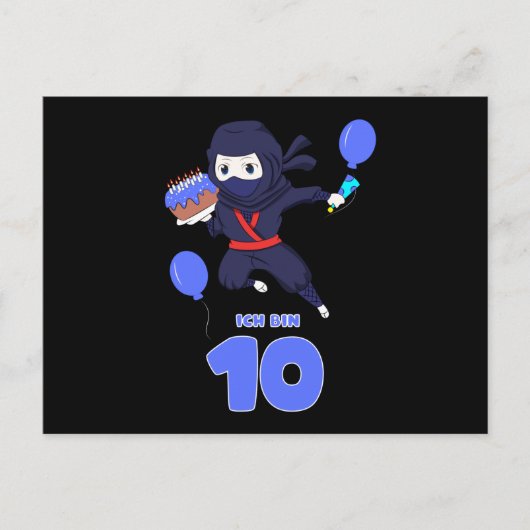 NINJA誕生日10 10歳誕生日少年コミックファン ポストカード (正面)