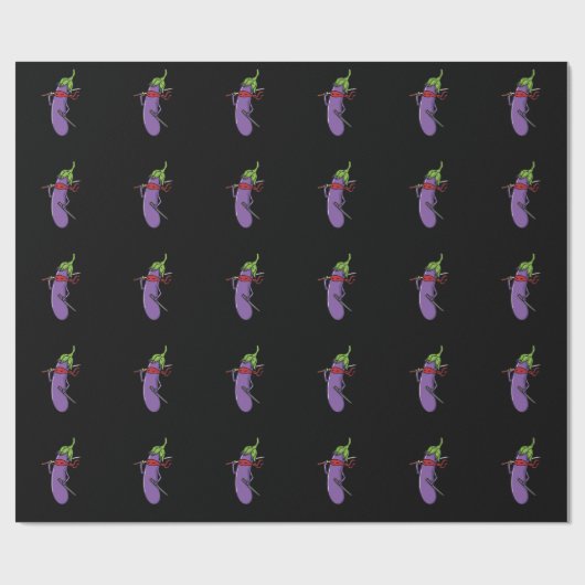 Ninja Aubergine mit Schwert ラッピングペーパー (フラット)