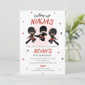 Ninja Birthday Invitation - Red Karate Party 招待状 (スタンド正面)