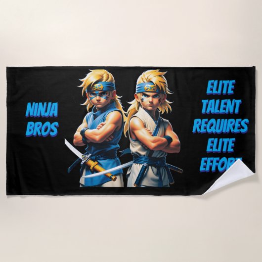 Ninja Bros エリートへの努力 ビーチタオル (正面)