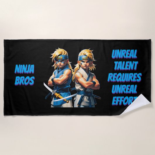 Ninja Bros 並外れた努力 ビーチタオル (正面)