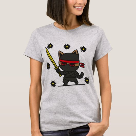 Ninja Cat Shadow Warrior Tee Tシャツ (正面)