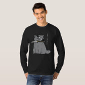 Ninja Cat with Samurai Sword in Mouth Tシャツ (正面フル)