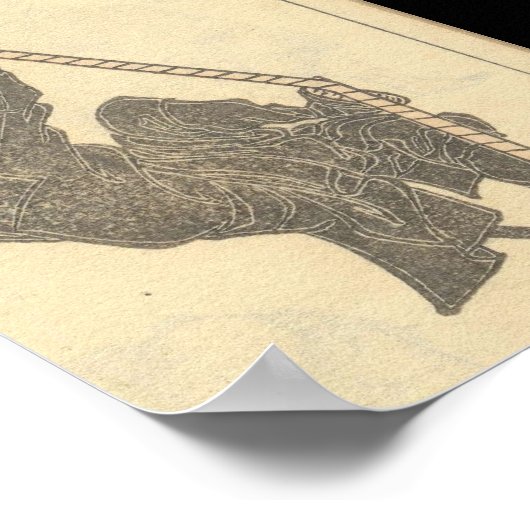 Ninja Climbing a Rope circa 1800s ポスター (角)