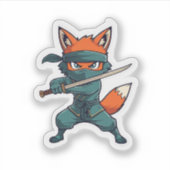 Ninja Fox Sticker – Cute Fox Vinyl Decal シール (正面)