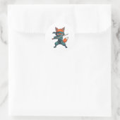 Ninja Fox Sticker – Cute Fox Vinyl Decal ラウンドシール (バッグ)