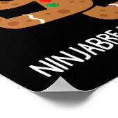 Ninja Gingerbread Man Karate Martial Arts Black St ポスター (角)