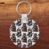 Ninja Girls Anime With Text Pattern Design キーホルダー (裏面)