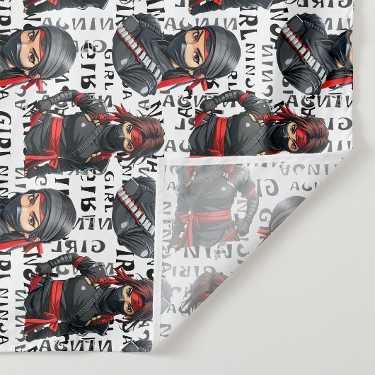 Ninja Girls Anime With Text Pattern Design タペストリー