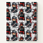 Ninja Girls Anime With Text Pattern Design ノートブック (裏面)