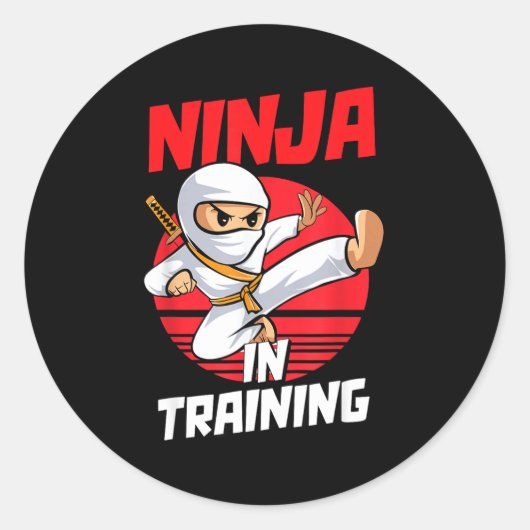 Ninja In Training Costume Party Warrior Boys Girls ラウンドシール (正面)