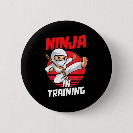 Ninja In Training Costume Party Warrior Boys Girls 缶バッジ (正面)