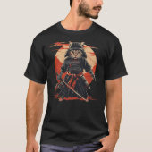 Ninja Japanese Art Samurai Cat Kitten Tシャツ (正面)