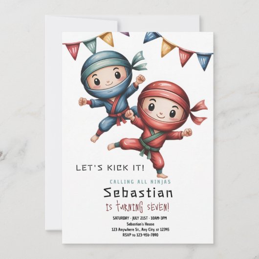 Ninja Karate Birthday  招待状 (正面)