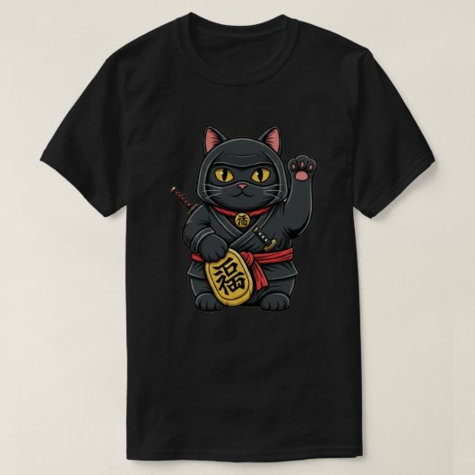 Ninja Maneki Neko Tシャツ (デザイン正面)