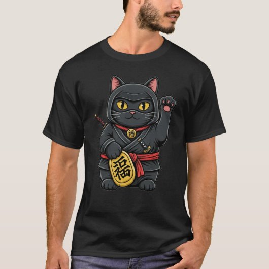 Ninja Maneki Neko  Tシャツ (正面)