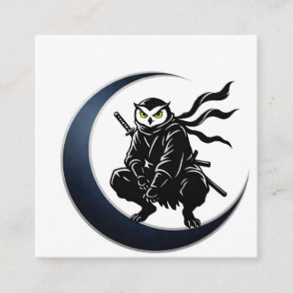 Ninja Owl Crescent Moon Minimalist Business Card スクエア名刺