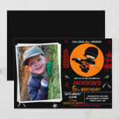 Ninja party birthday - Ninja Warrior birthday 招待状 (正面/裏面)