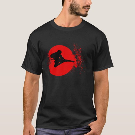 Ninja samurai rising sun Japan Tシャツ (正面)