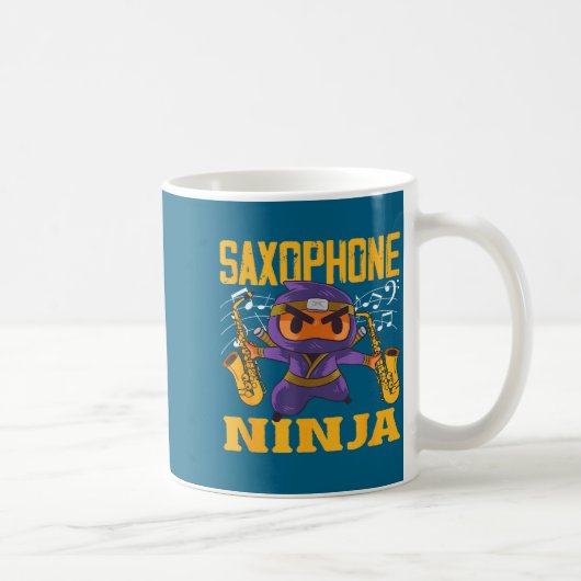 Ninja Saxophone Saxophonist World コーヒーマグカップ (右)