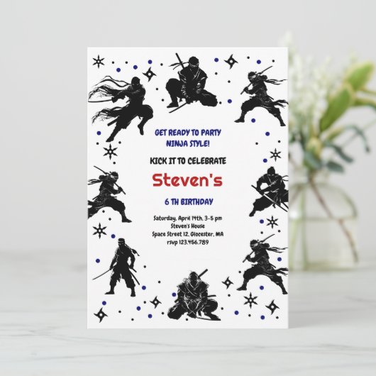 Ninja style kids birthday 招待状 (スタンド正面)