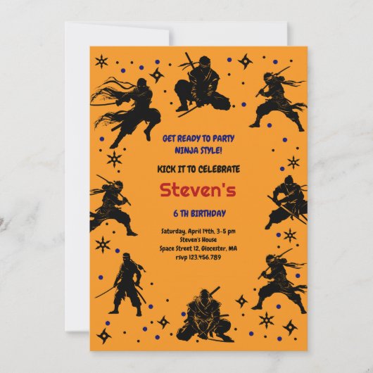 Ninja style kids birthday 招待状 (正面)